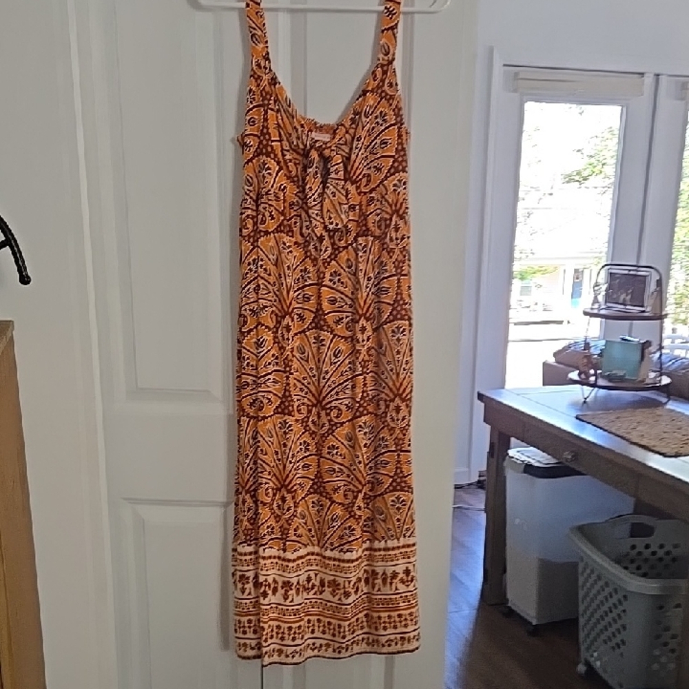 Knox Rose Orange and White Patterned Maxi Dress